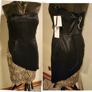 Megan Masters black/ gold strapless cocktail dress.  Sz 12. New.